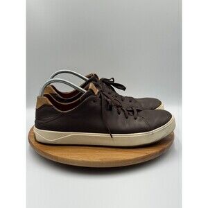 OluKai Lae'Ahi Li 'Ili Mens 12 Dark Brown Casual Leather Sneakers - 10455-4848
